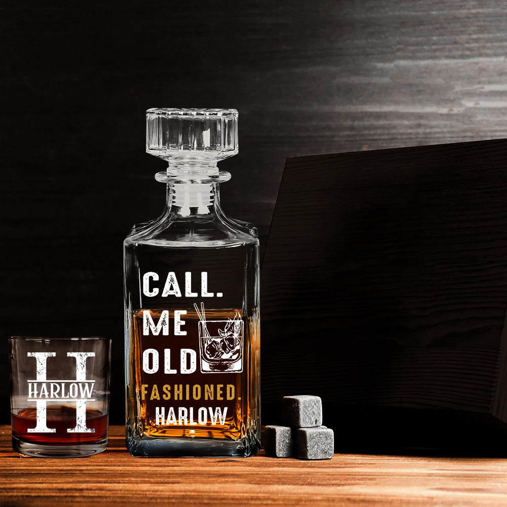 Whiskey Lover Gift - Personalized Father Whiskey Decanter Set