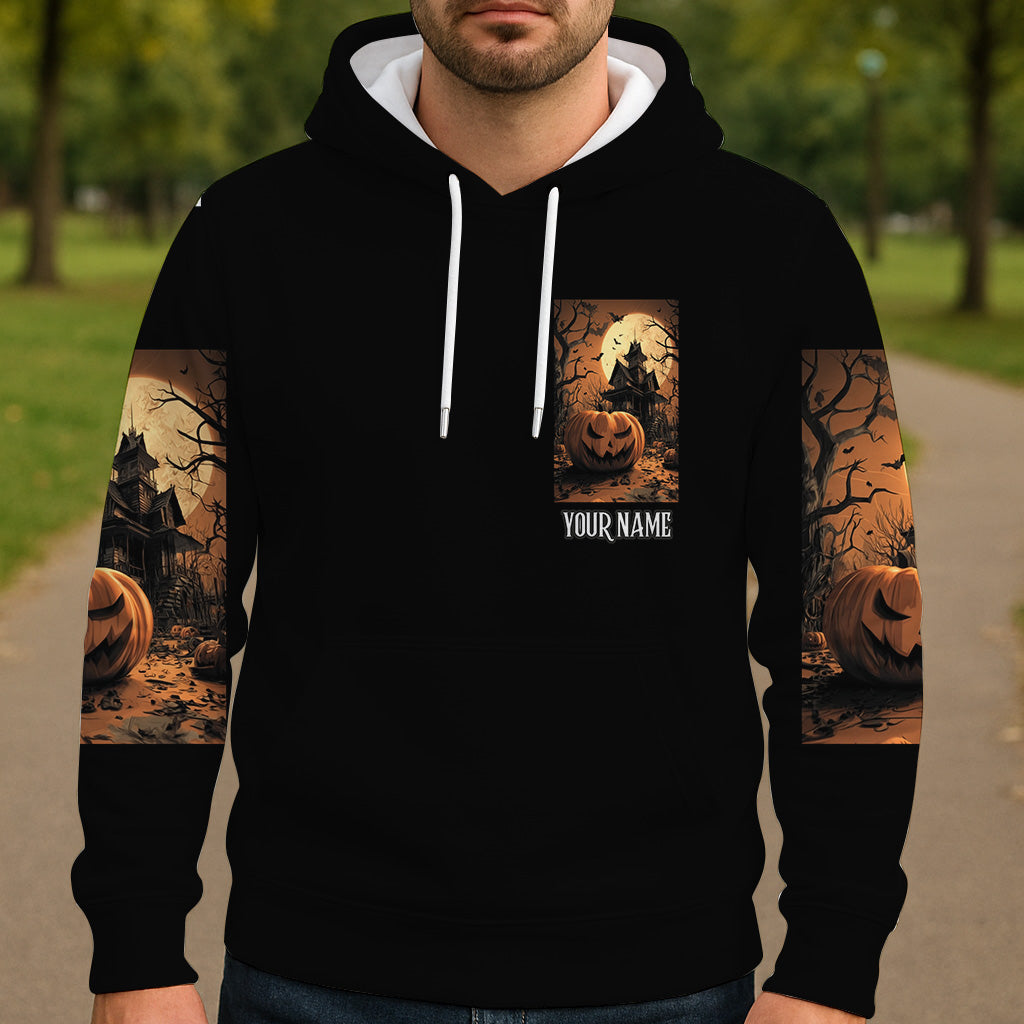 Halloween-Schloss – Personalisiertes Halloween-Shirt mit Allover-Print