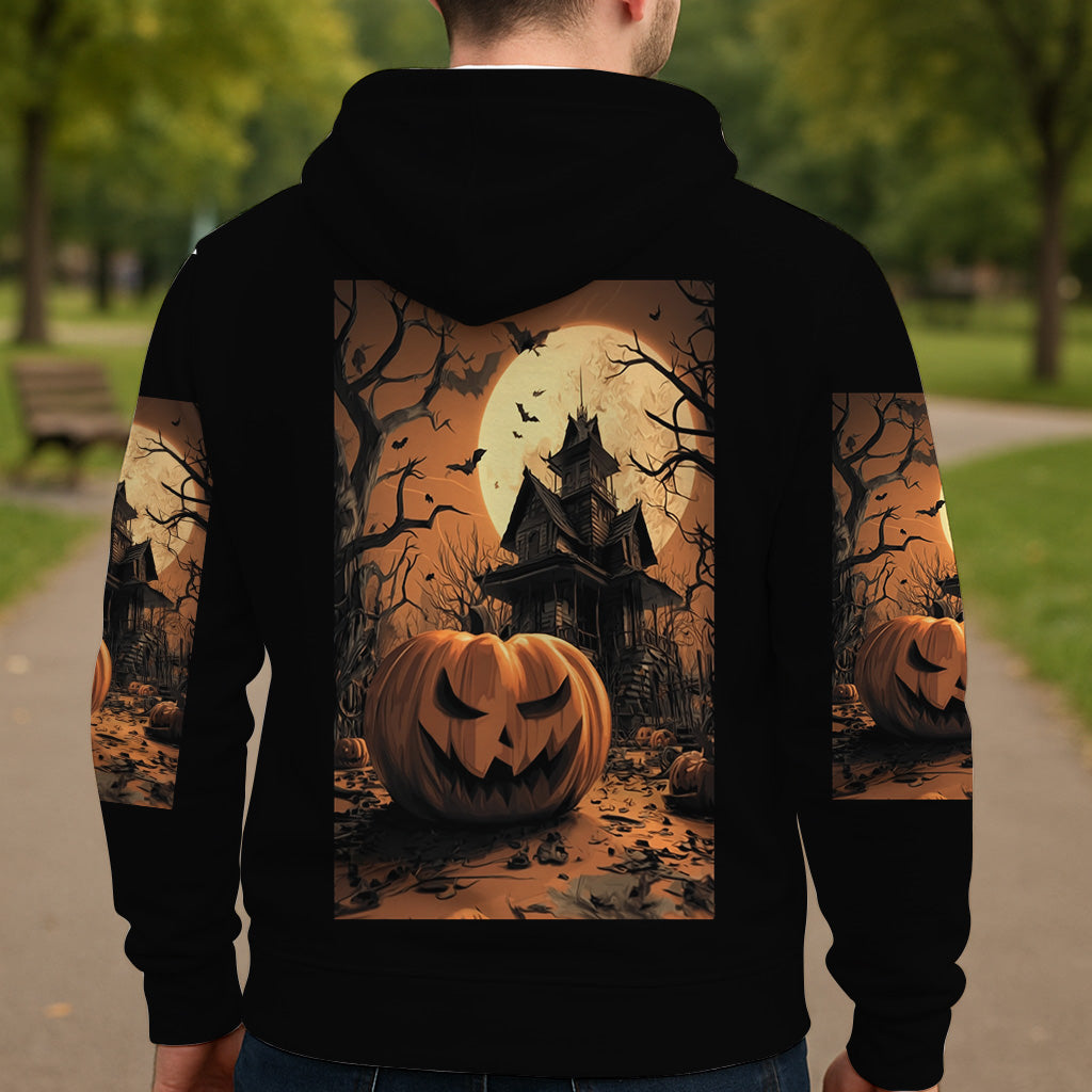 Halloween-Schloss – Personalisiertes Halloween-Shirt mit Allover-Print