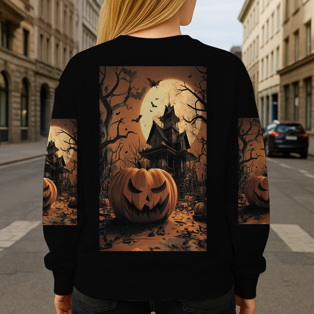 Halloween-Schloss – Personalisiertes Halloween-Shirt mit Allover-Print