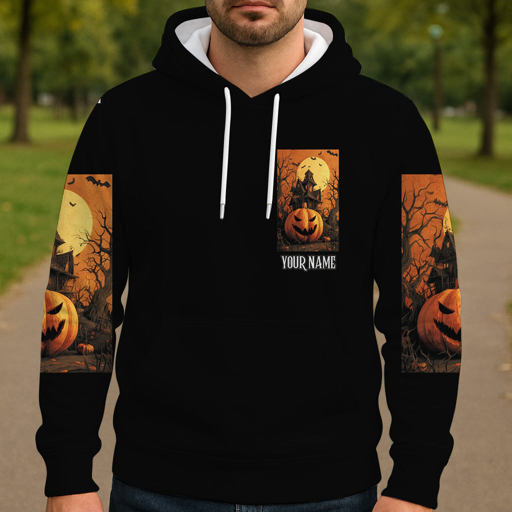 Halloween-Schloss – Personalisiertes Halloween-Shirt mit Allover-Print