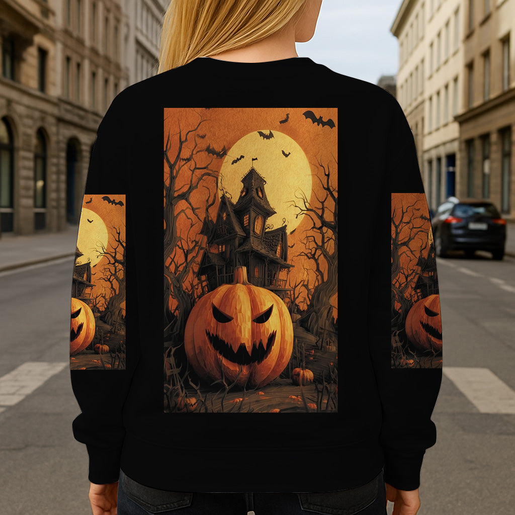 Halloween-Schloss – Personalisiertes Halloween-Shirt mit Allover-Print