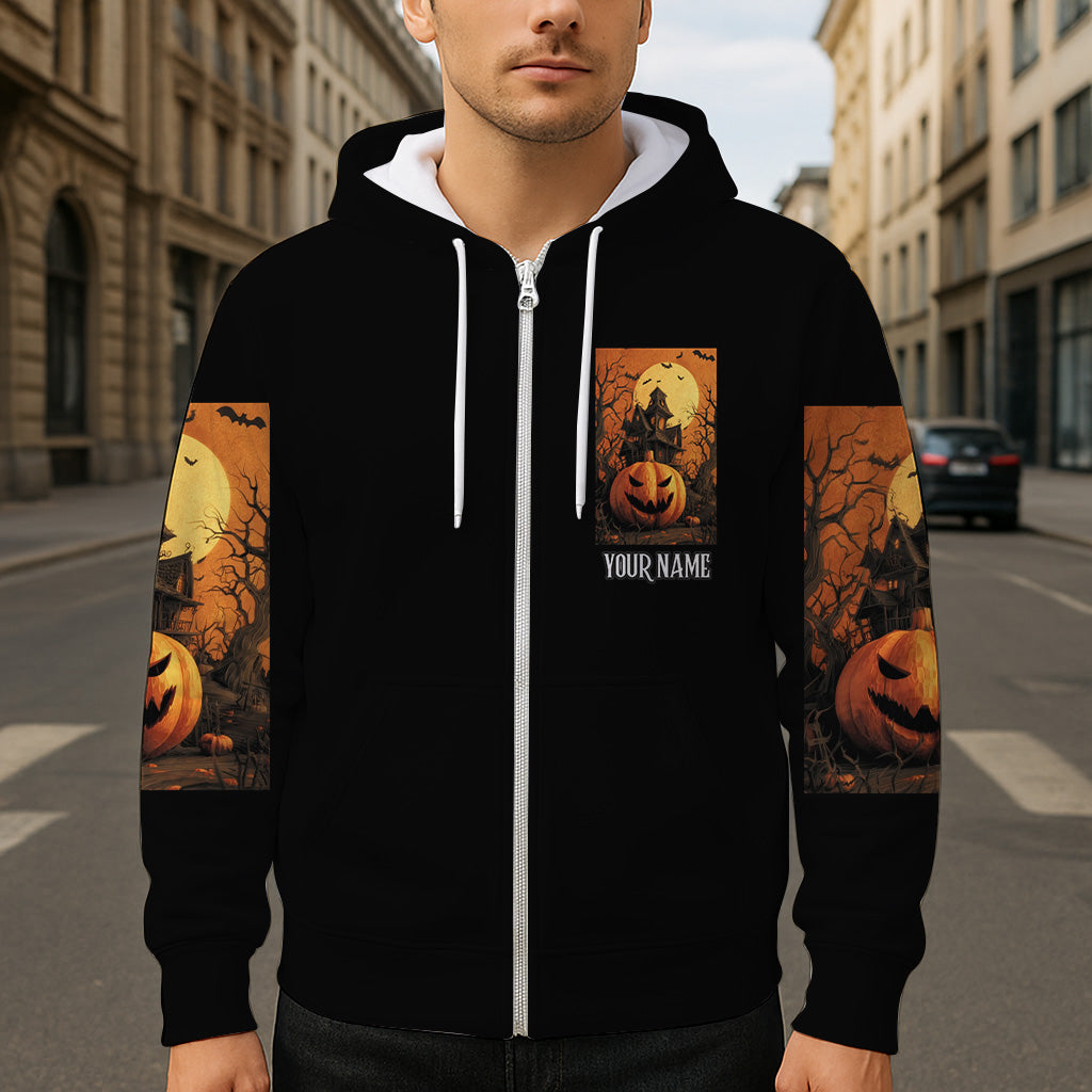Halloween-Schloss – Personalisiertes Halloween-Shirt mit Allover-Print