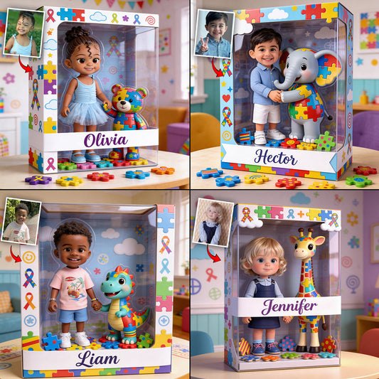 Autism Awareness Doll Toy Box - Personalized Autism Awareness Custom Shaped Acrylic Plaque