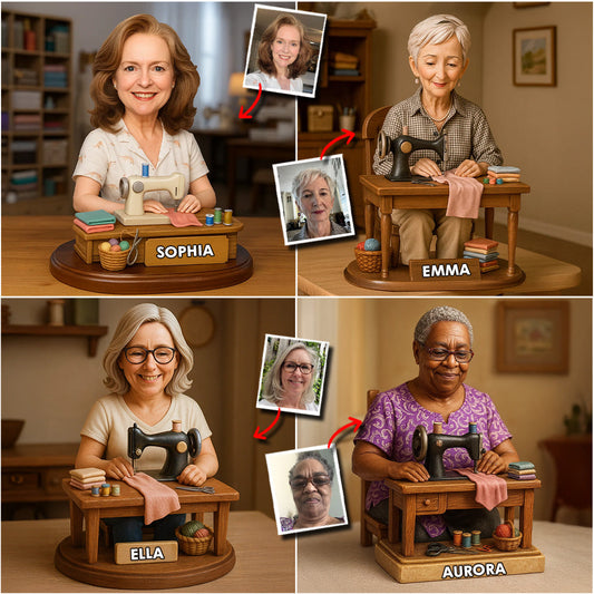 Einfach eine Frau, die das Nähen liebt – personalisierte Acrylplakette in individueller Form