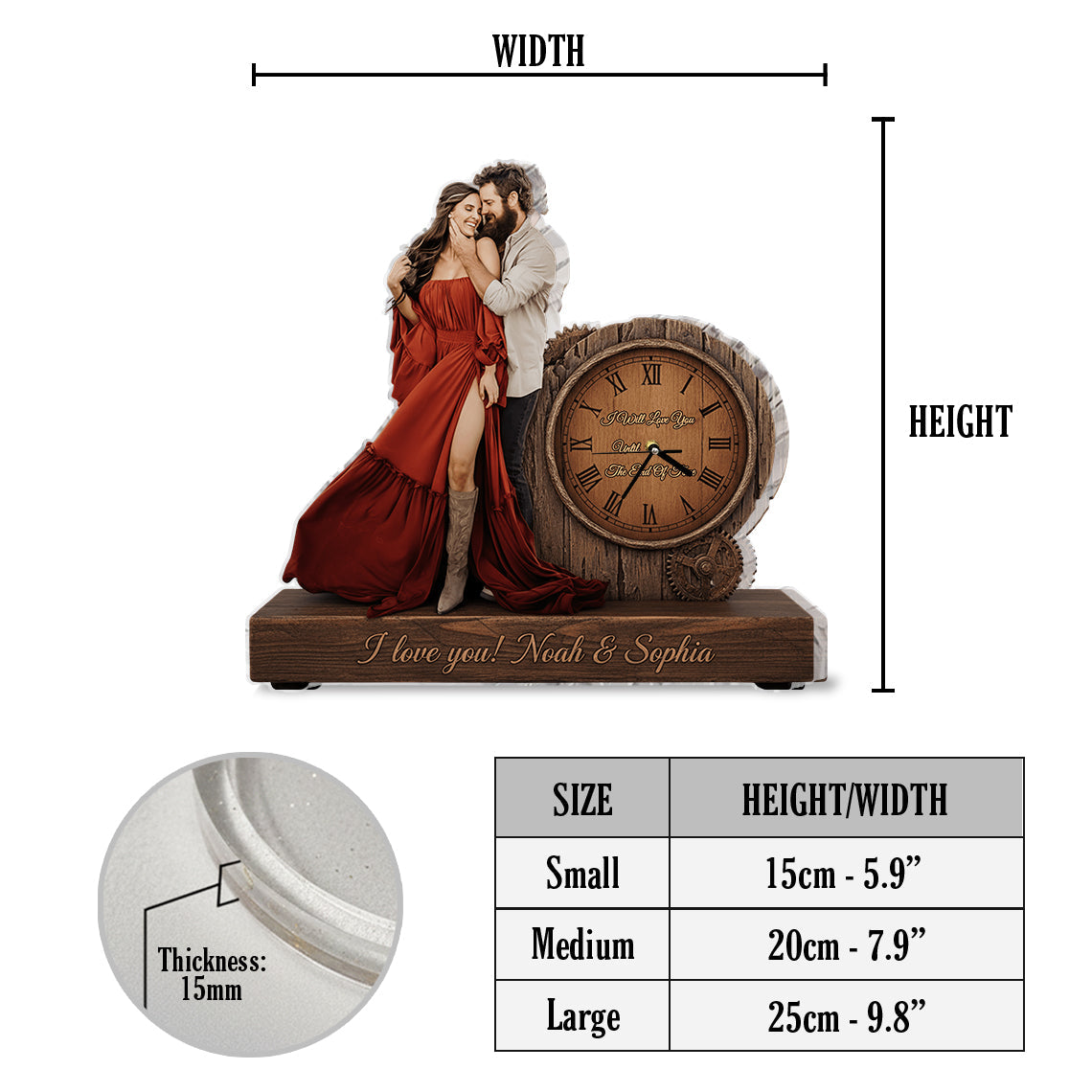 Ich werde dich bis ans Ende aller Tage lieben – personalisierte Tischuhr für Paare