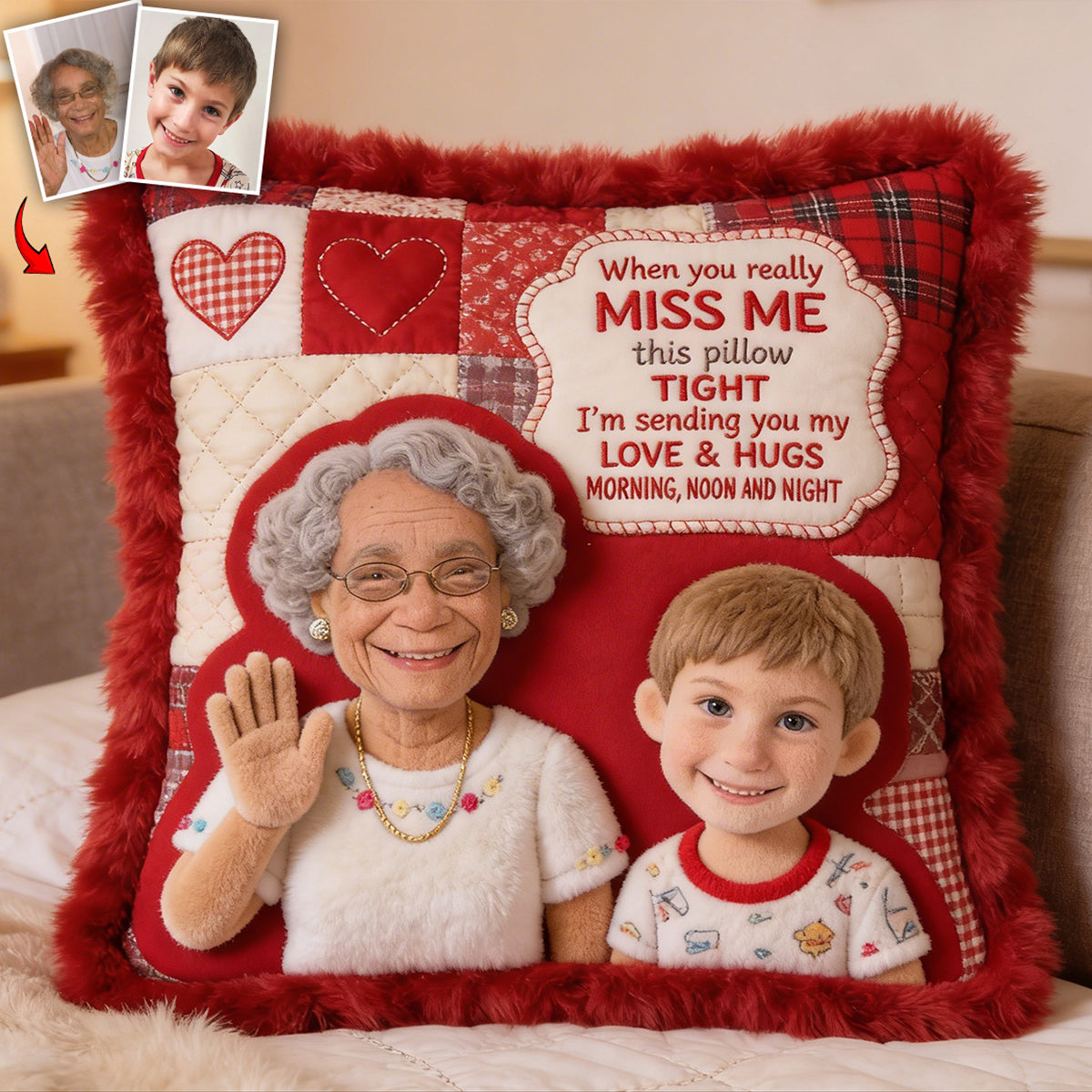 Hug This Pillow - Personalized Long Distance Premium Faux Fur Pillow