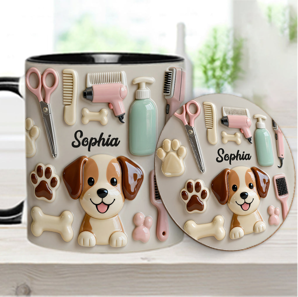 Bester Hundefriseur – Personalisierte Tasse und Untersetzer mit Hundefriseur-Motiv