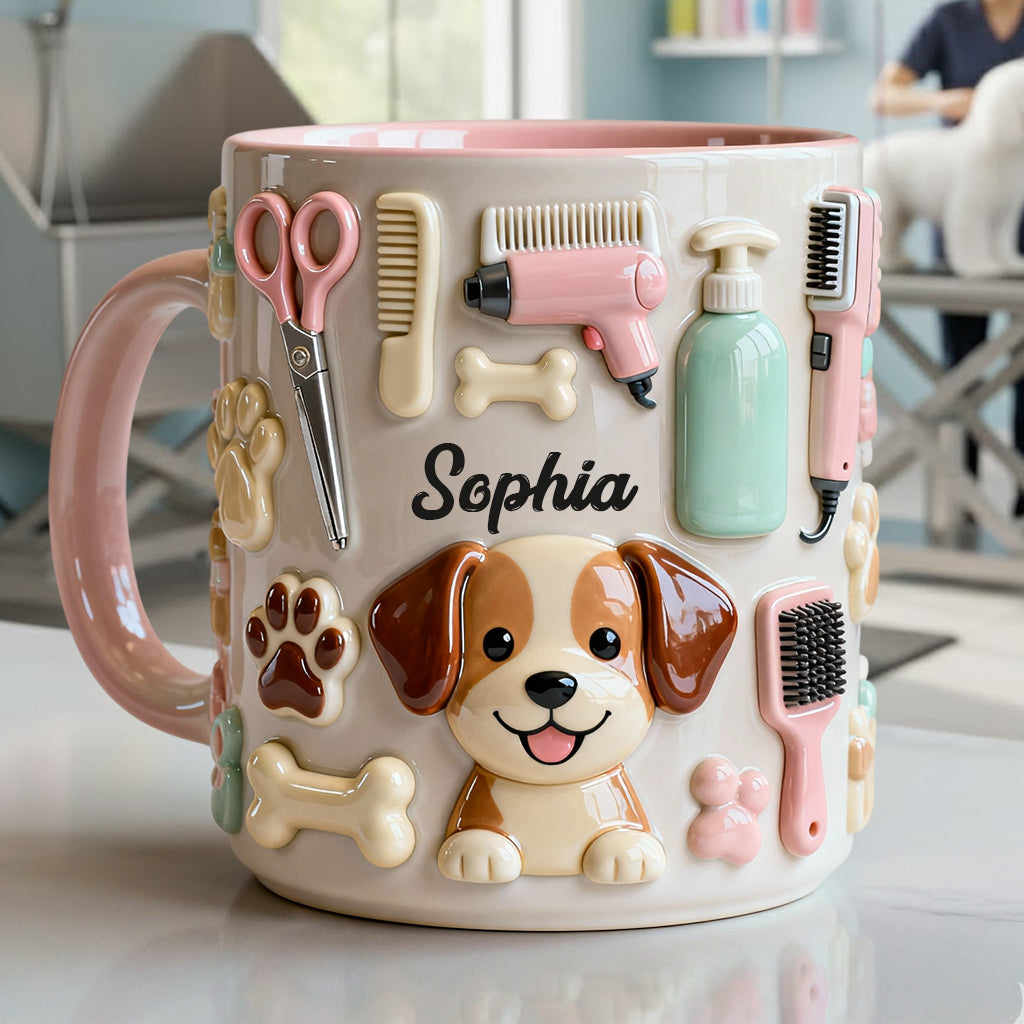 Bester Hundefriseur – Personalisierte Tasse und Untersetzer mit Hundefriseur-Motiv