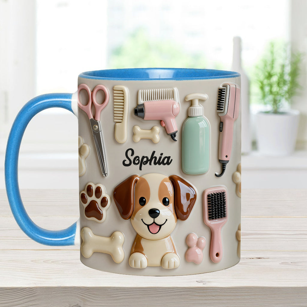 Bester Hundefriseur – Personalisierte Tasse und Untersetzer mit Hundefriseur-Motiv
