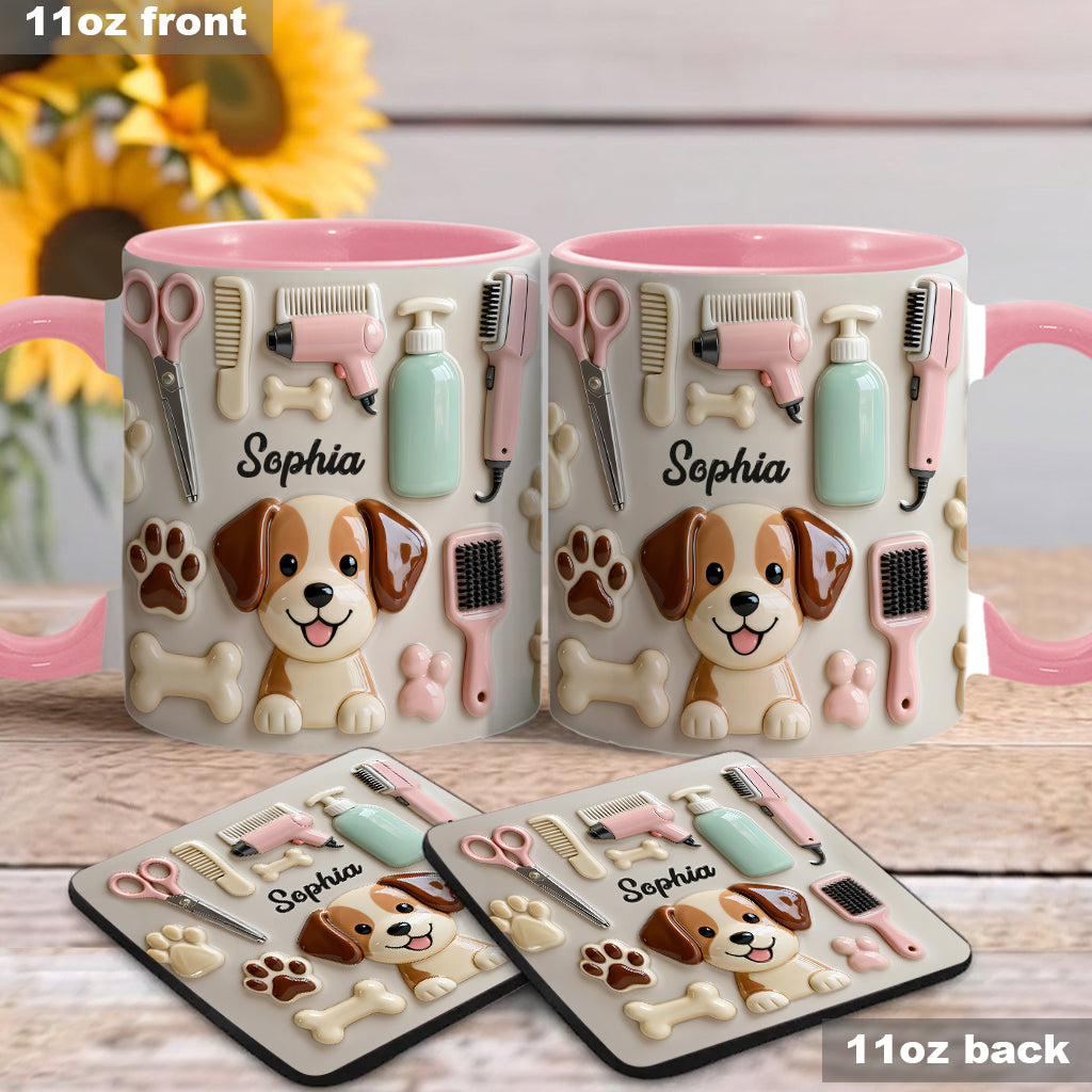 Bester Hundefriseur – Personalisierte Tasse und Untersetzer mit Hundefriseur-Motiv