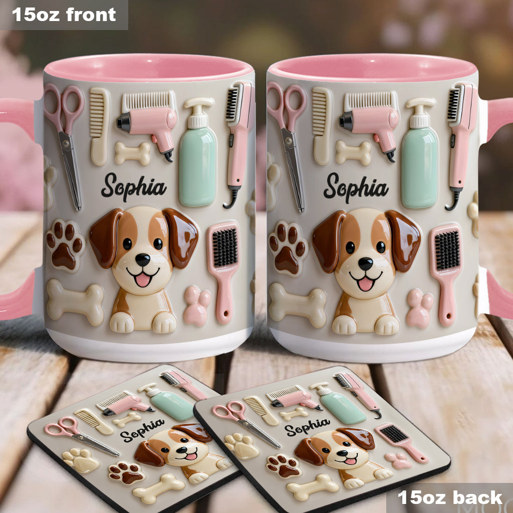 Bester Hundefriseur – Personalisierte Tasse und Untersetzer mit Hundefriseur-Motiv