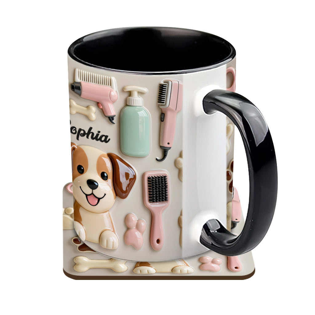 Bester Hundefriseur – Personalisierte Tasse und Untersetzer mit Hundefriseur-Motiv