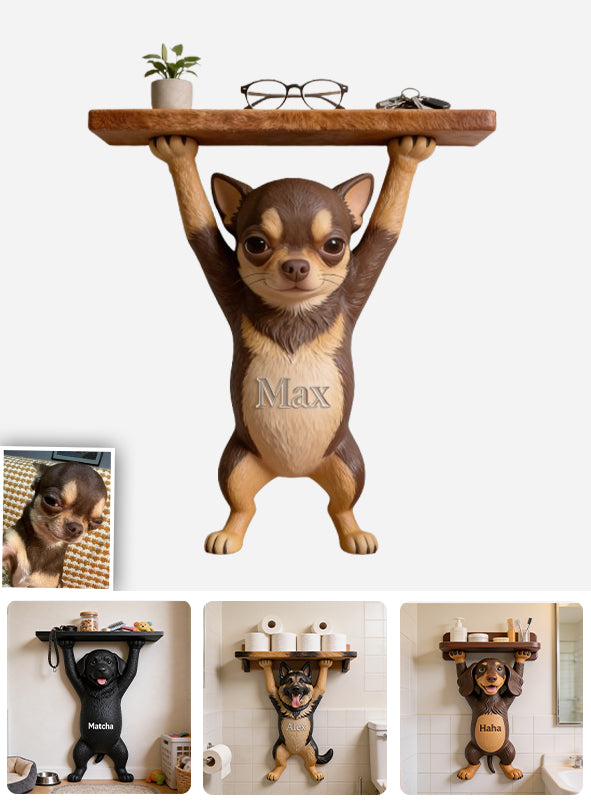 Pet Lifted Home Accent - Personalized Dog Wooden Floating Shelf