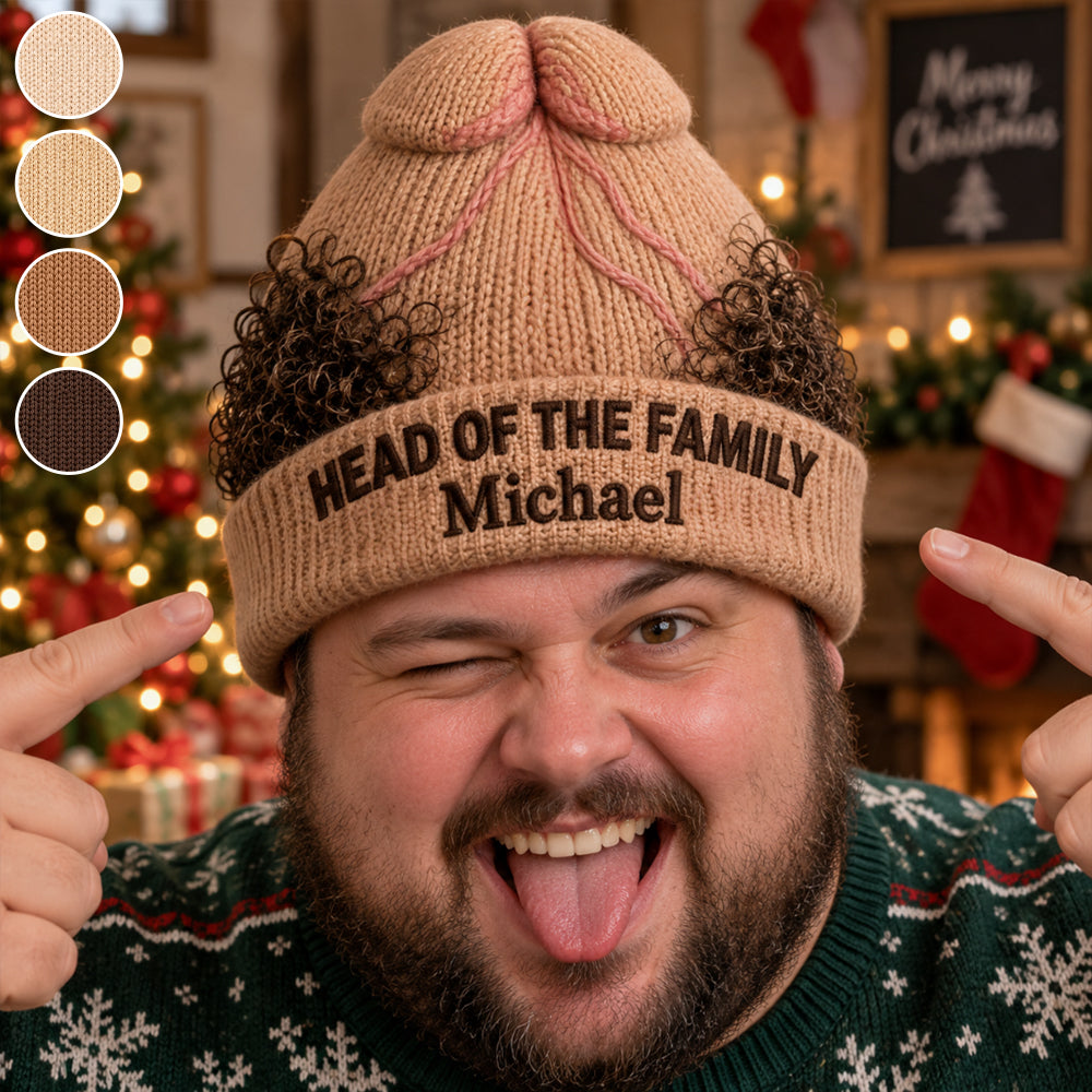 Funny Head Gift Idea - Personalized Father Beanie Hat