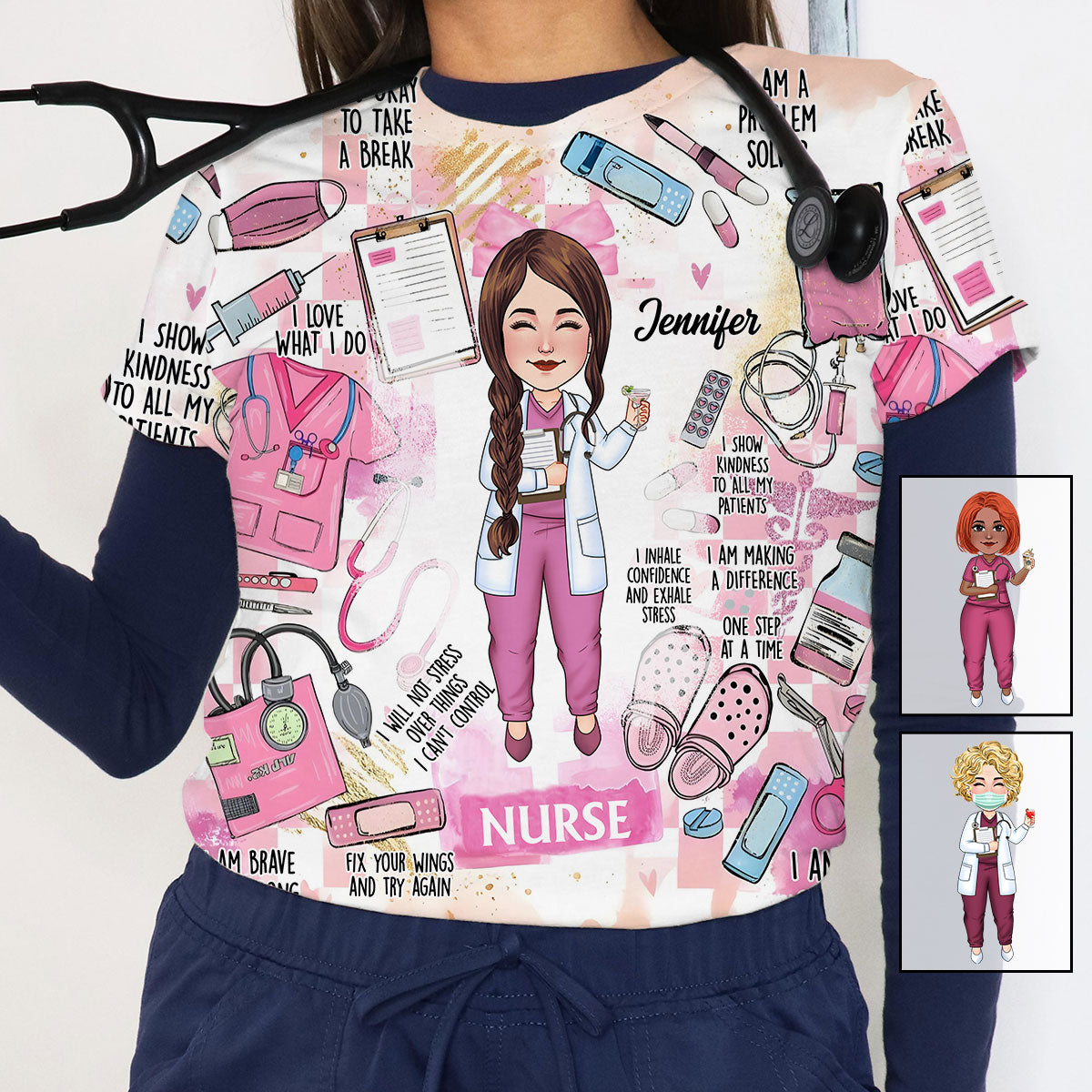 I Love What I Do - Personalized Nurse All Over Shirt
