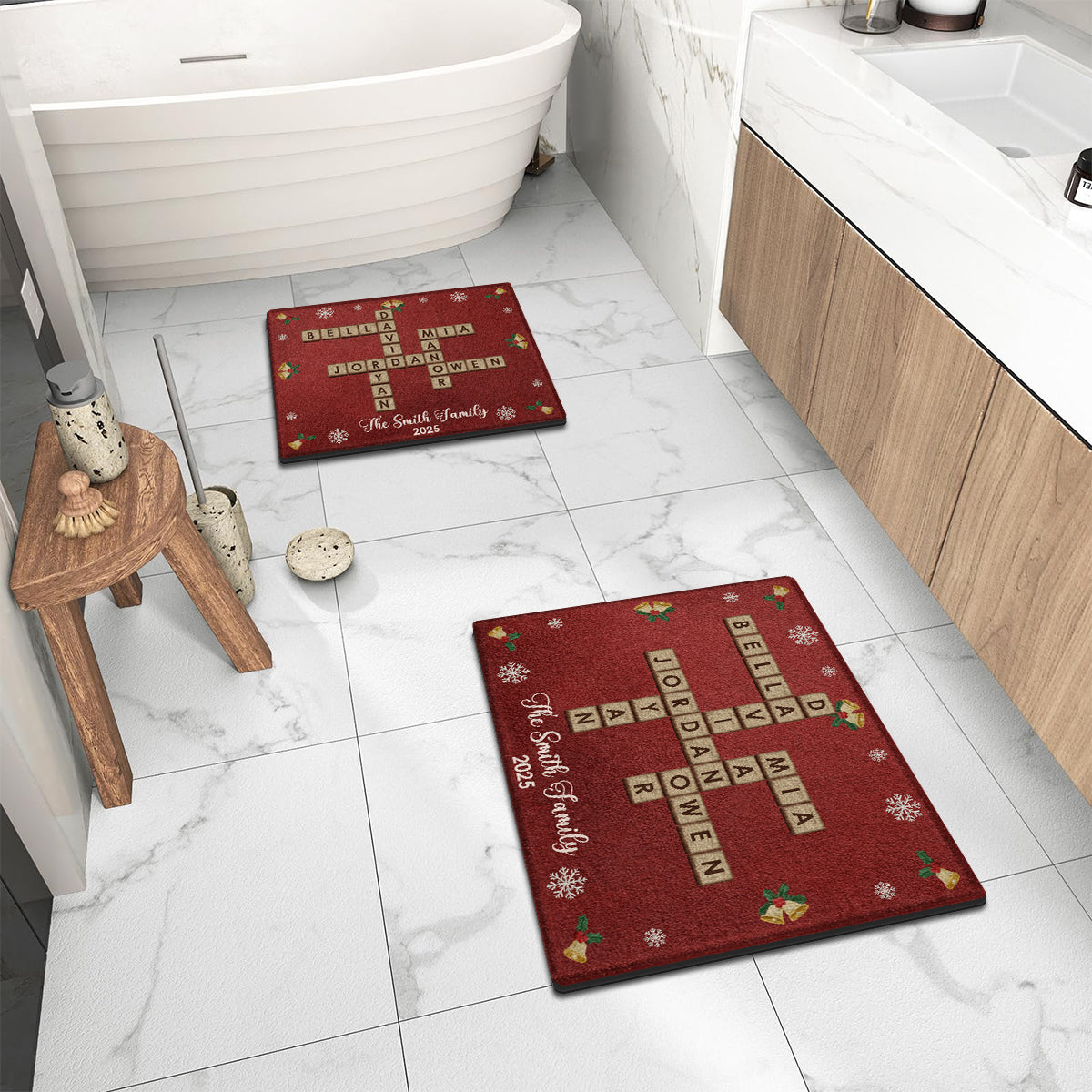 Kreuzworträtsel-Scrabble – Personalisierter, rutschfester, getufteter Familienteppich