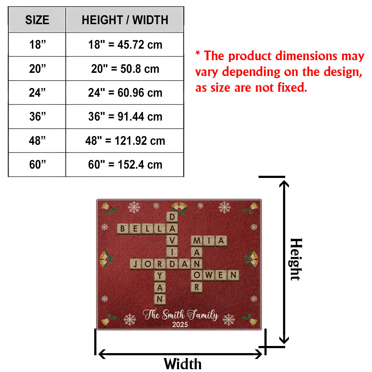 Kreuzworträtsel-Scrabble – Personalisierter, rutschfester, getufteter Familienteppich