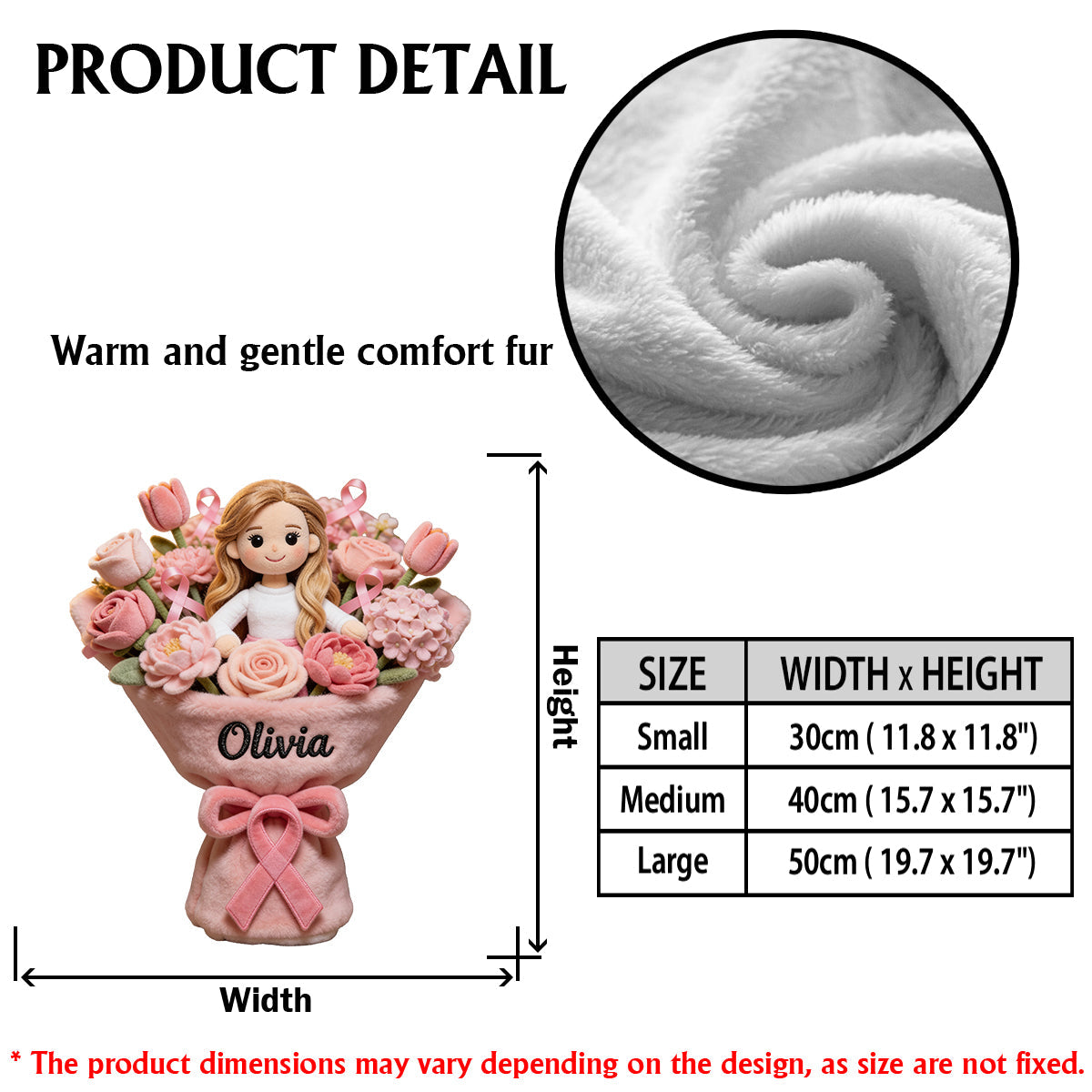 Brustkrebsbewusstsein – Personalisiertes Premium-Kunstfellkissen zum Thema Brustkrebsbewusstsein