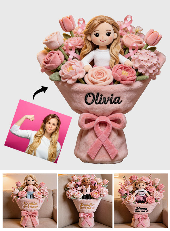 Brustkrebsbewusstsein – Personalisiertes Premium-Kunstfellkissen zum Thema Brustkrebsbewusstsein