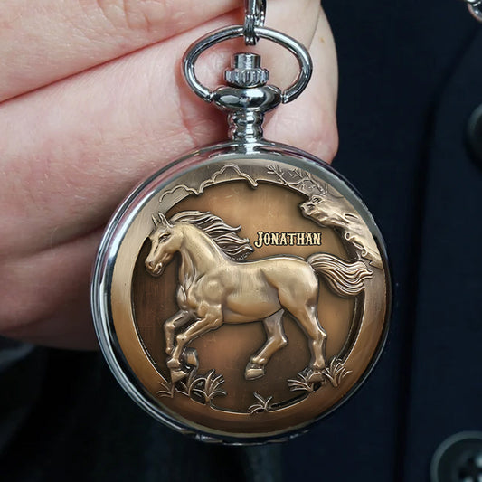 Easily Distracted By Horses - Personalized Horse Pocket Watch