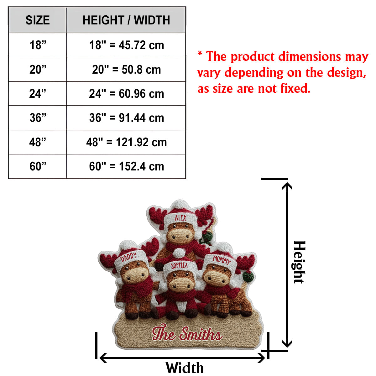 Rentierfamilie – Personalisierter, rutschfester Familienteppich