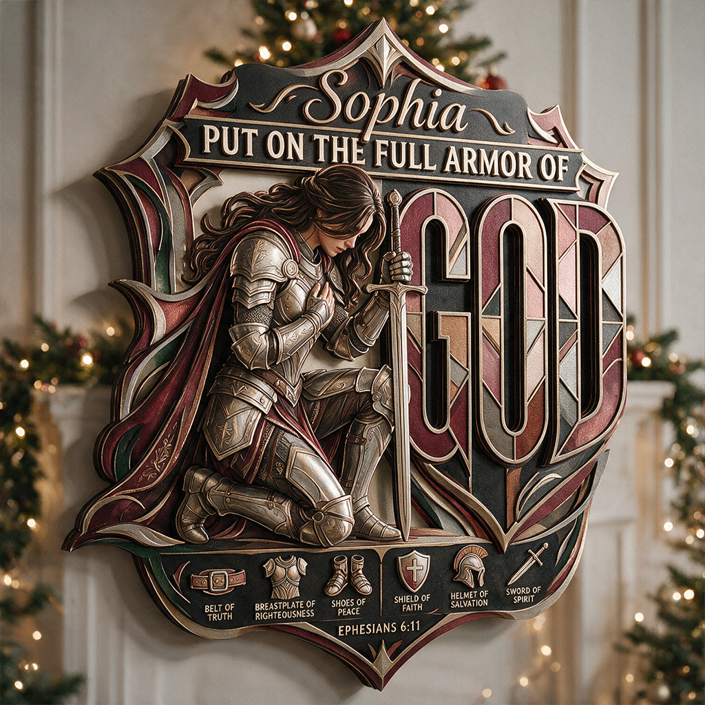 Armor Of God Warrior - Personalized Christian 3D Printed Cut Metal Sign