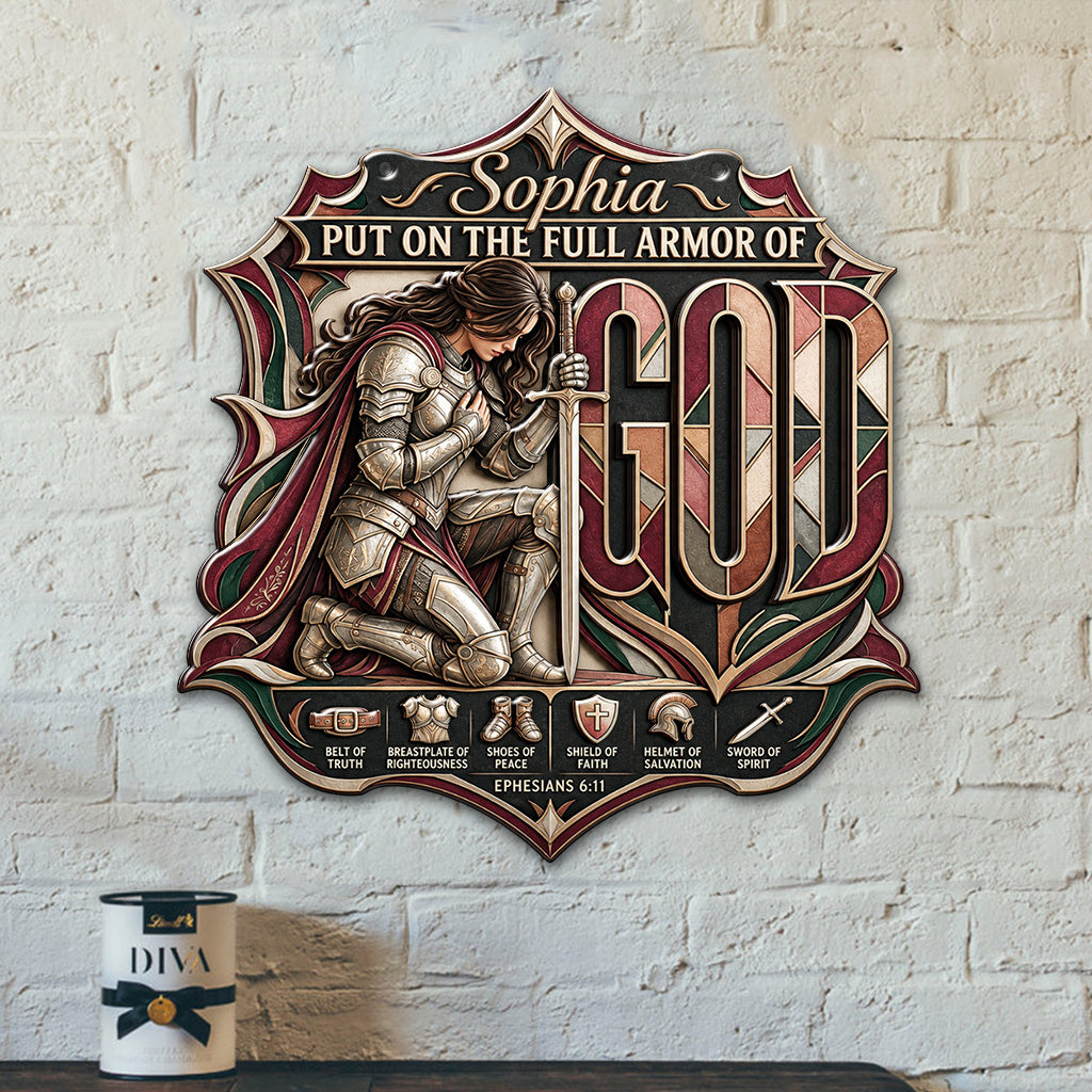 Armor Of God Warrior - Personalized Christian 3D Printed Cut Metal Sign