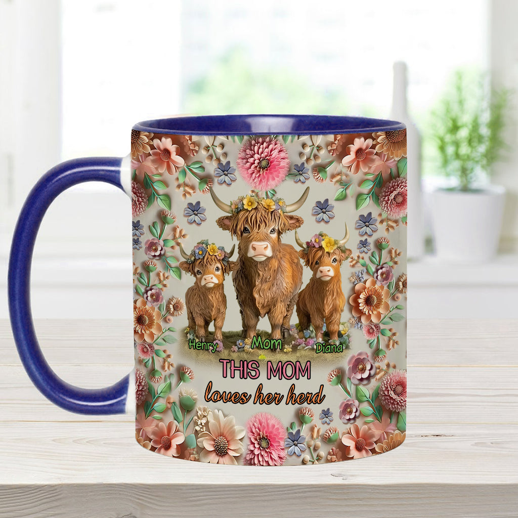 Diese Mama liebt ihre Herde Hochlandrinder - Personalisierte Tasse mit Muttermotiv