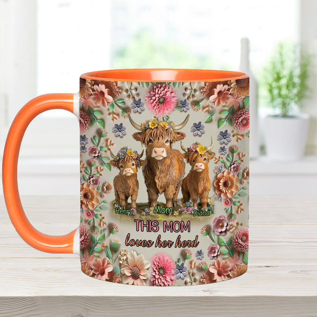 Diese Mama liebt ihre Herde Hochlandrinder - Personalisierte Tasse mit Muttermotiv