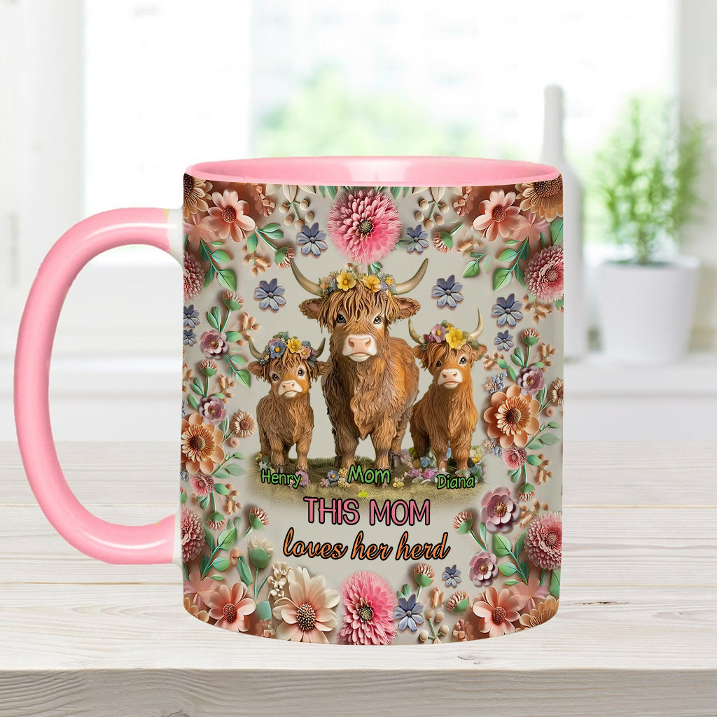 Diese Mama liebt ihre Herde Hochlandrinder - Personalisierte Tasse mit Muttermotiv