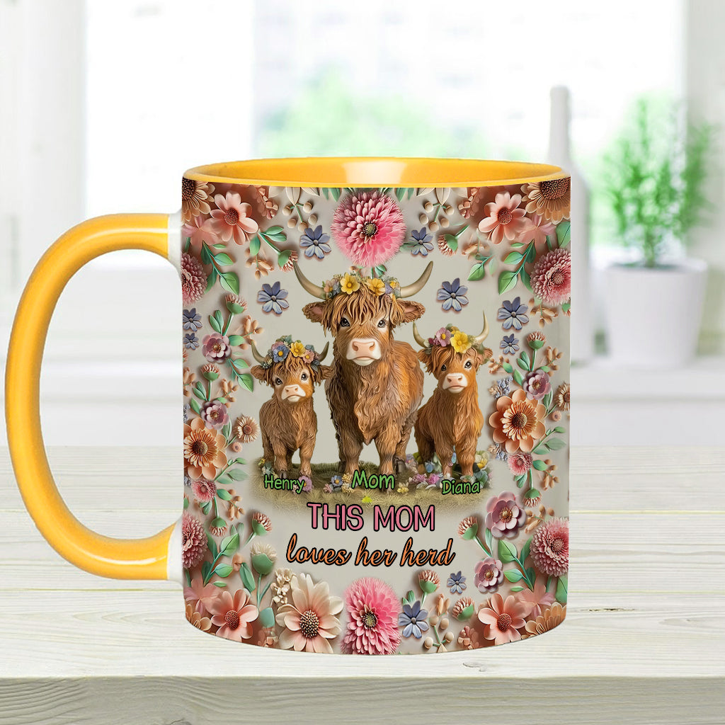 Diese Mama liebt ihre Herde Hochlandrinder - Personalisierte Tasse mit Muttermotiv