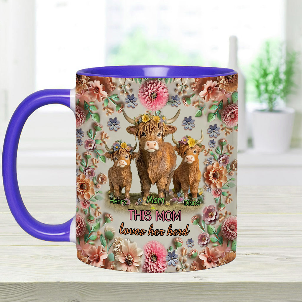 Diese Mama liebt ihre Herde Hochlandrinder - Personalisierte Tasse mit Muttermotiv