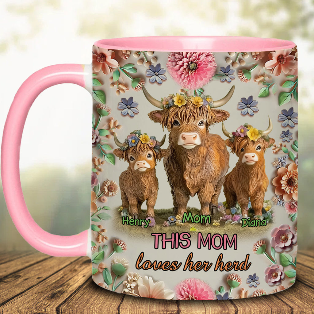 Diese Mama liebt ihre Herde Hochlandrinder - Personalisierte Tasse mit Muttermotiv