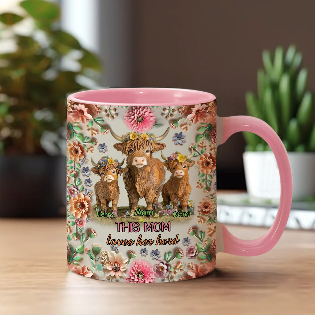 Diese Mama liebt ihre Herde Hochlandrinder - Personalisierte Tasse mit Muttermotiv