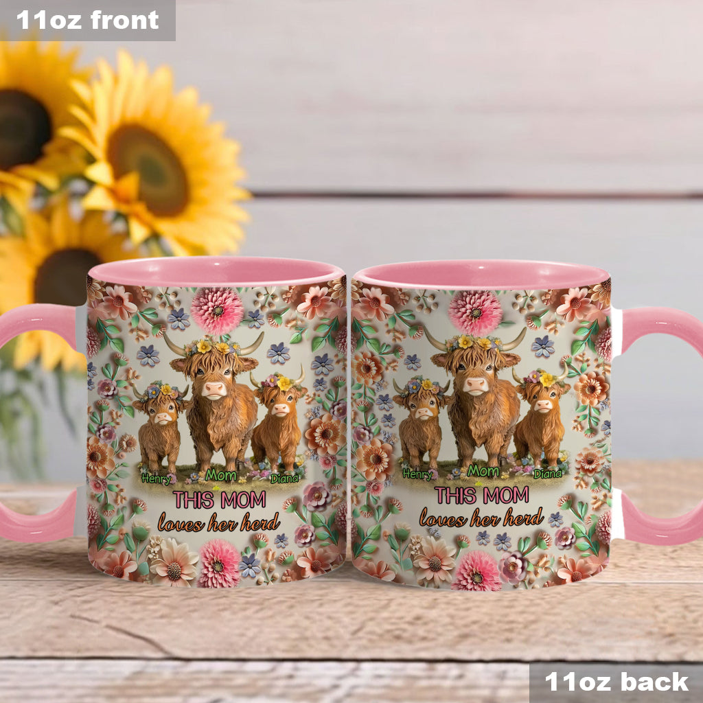 Diese Mama liebt ihre Herde Hochlandrinder - Personalisierte Tasse mit Muttermotiv