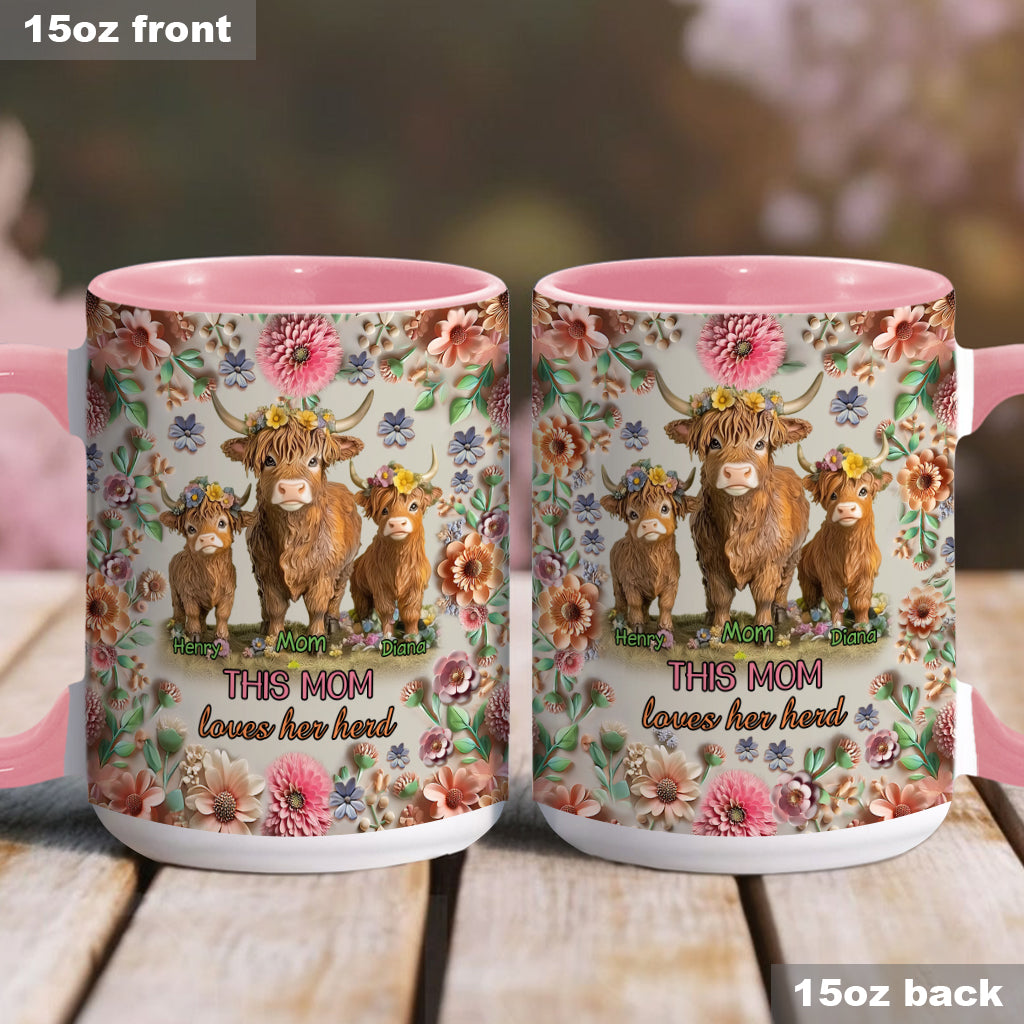 Diese Mama liebt ihre Herde Hochlandrinder - Personalisierte Tasse mit Muttermotiv