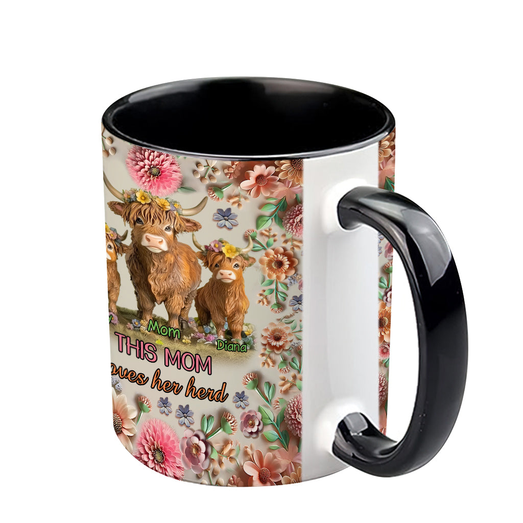 Diese Mama liebt ihre Herde Hochlandrinder - Personalisierte Tasse mit Muttermotiv