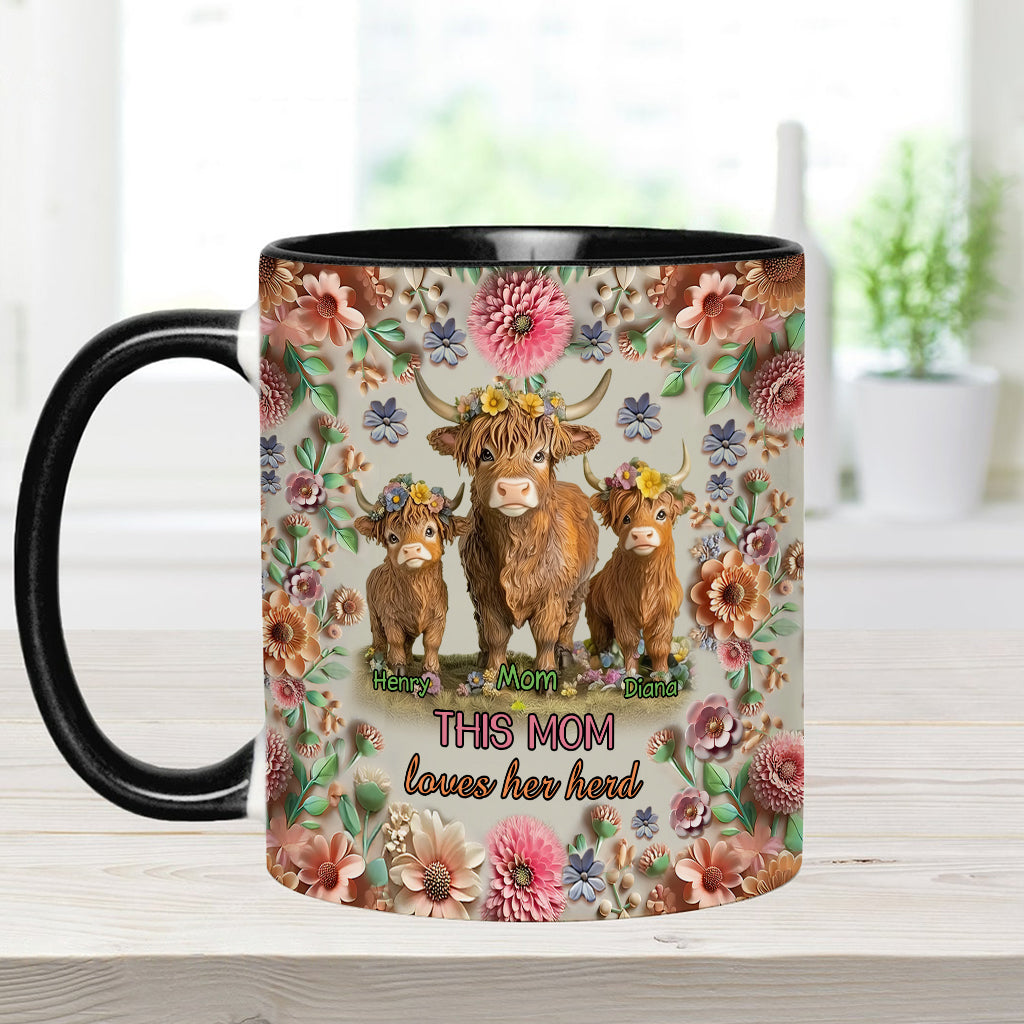 Diese Mama liebt ihre Herde Hochlandrinder - Personalisierte Tasse mit Muttermotiv