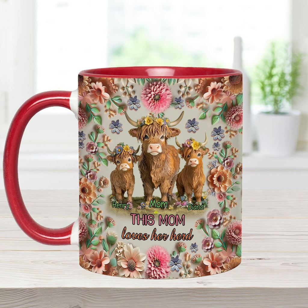 Diese Mama liebt ihre Herde Hochlandrinder - Personalisierte Tasse mit Muttermotiv