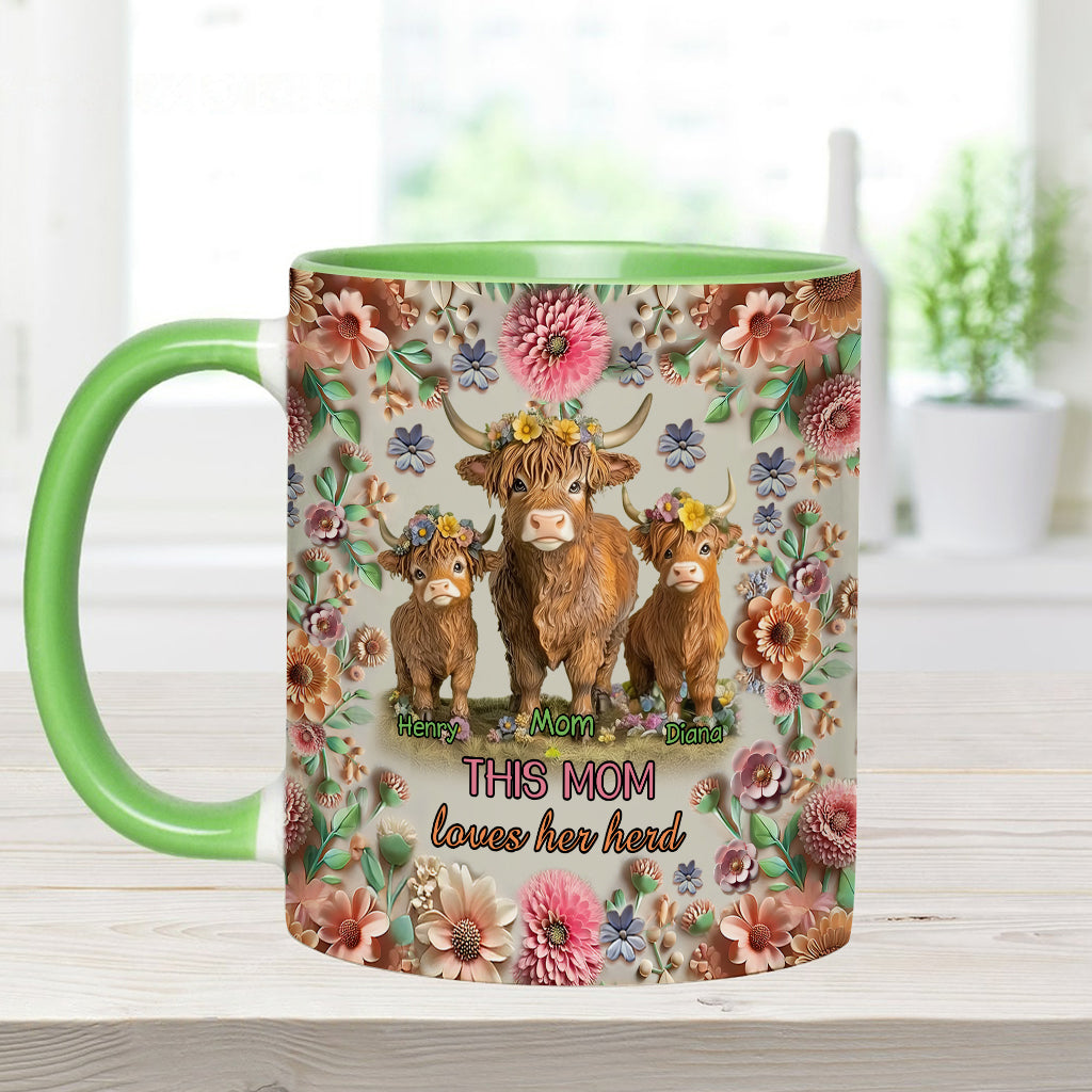 Diese Mama liebt ihre Herde Hochlandrinder - Personalisierte Tasse mit Muttermotiv