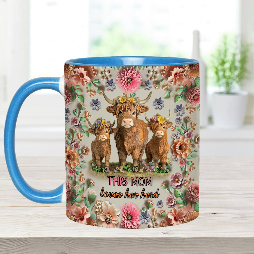 Diese Mama liebt ihre Herde Hochlandrinder - Personalisierte Tasse mit Muttermotiv