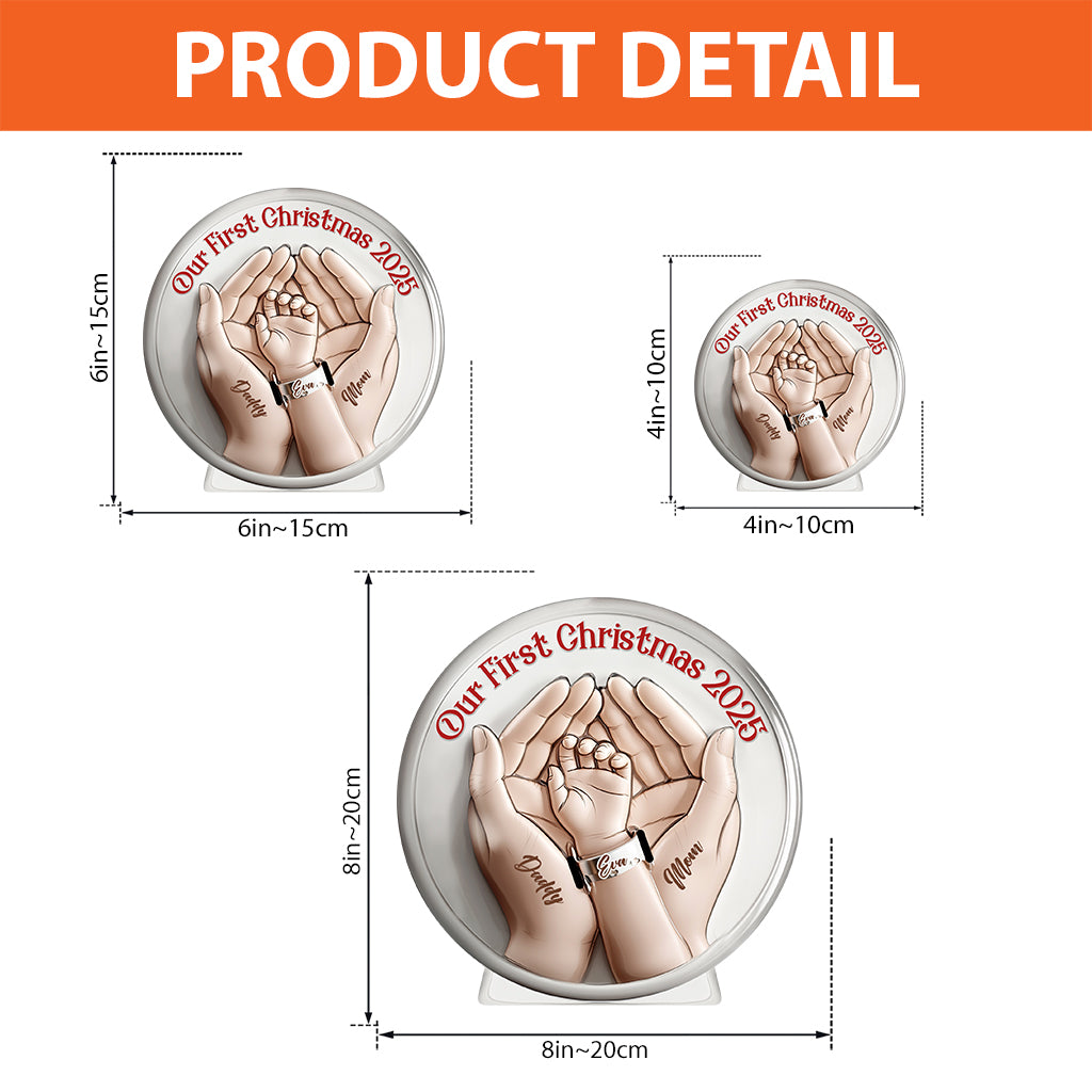 Our First Christmas Newborn Hospital Bracelet - Personalized Newborn Custom Shaped Acrylic Plaque