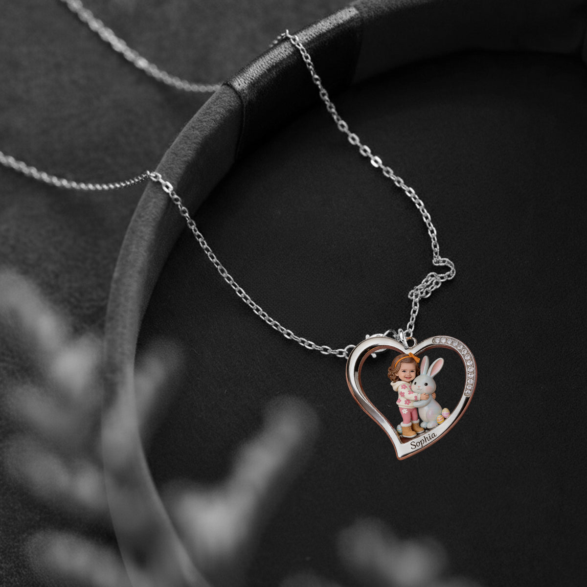 Custom Any Photo Best Easter Gift - Personalized Kid Shaped Metal Pendant Necklace