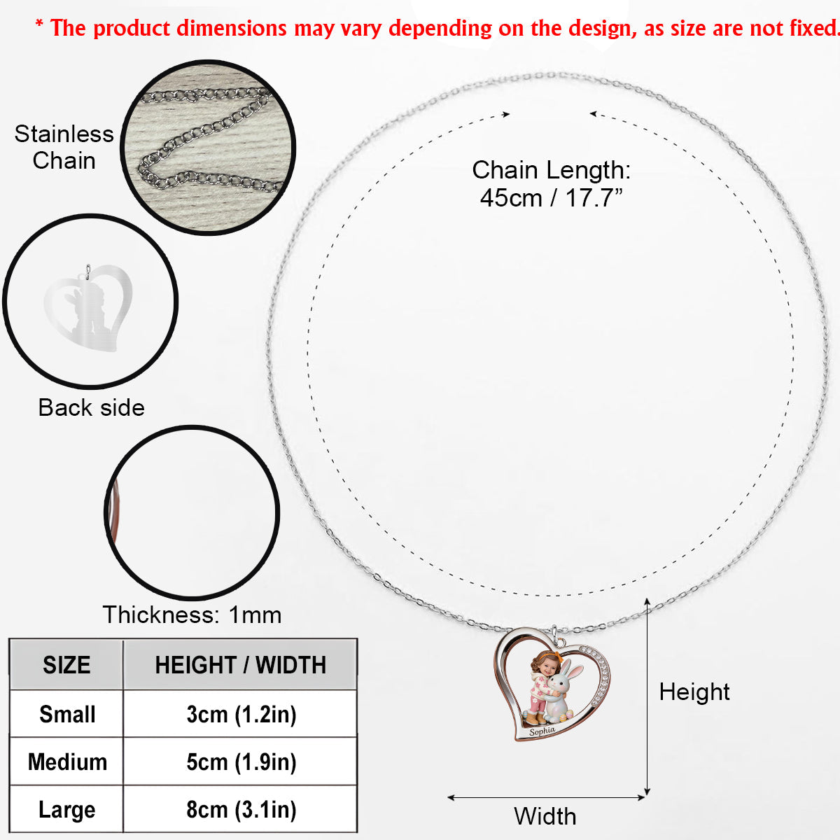 Custom Any Photo Best Easter Gift - Personalized Kid Shaped Metal Pendant Necklace