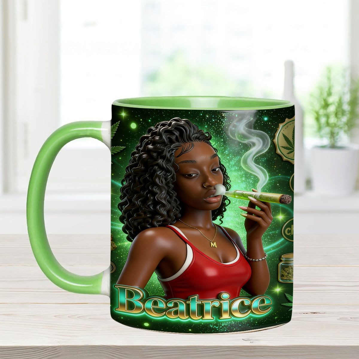 Love Weed - Personalized Weed Set Accent Mug with Acrylic Stirrers