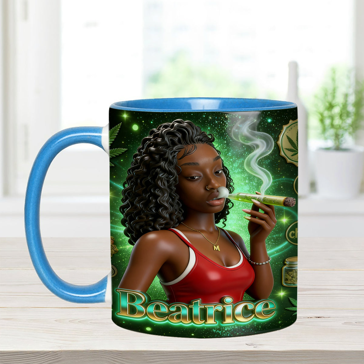 Love Weed - Personalized Weed Set Accent Mug with Acrylic Stirrers