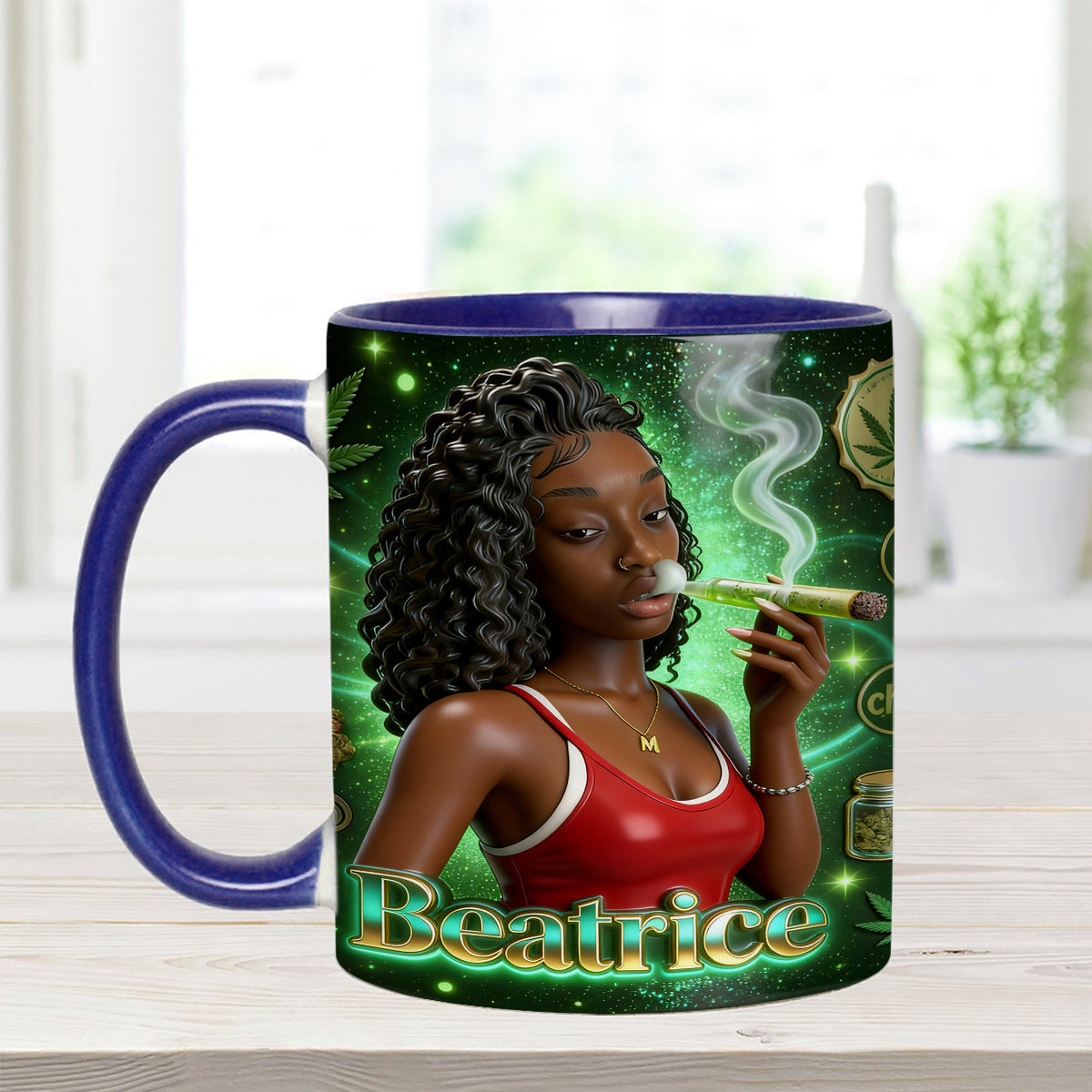 Love Weed - Personalized Weed Set Accent Mug with Acrylic Stirrers