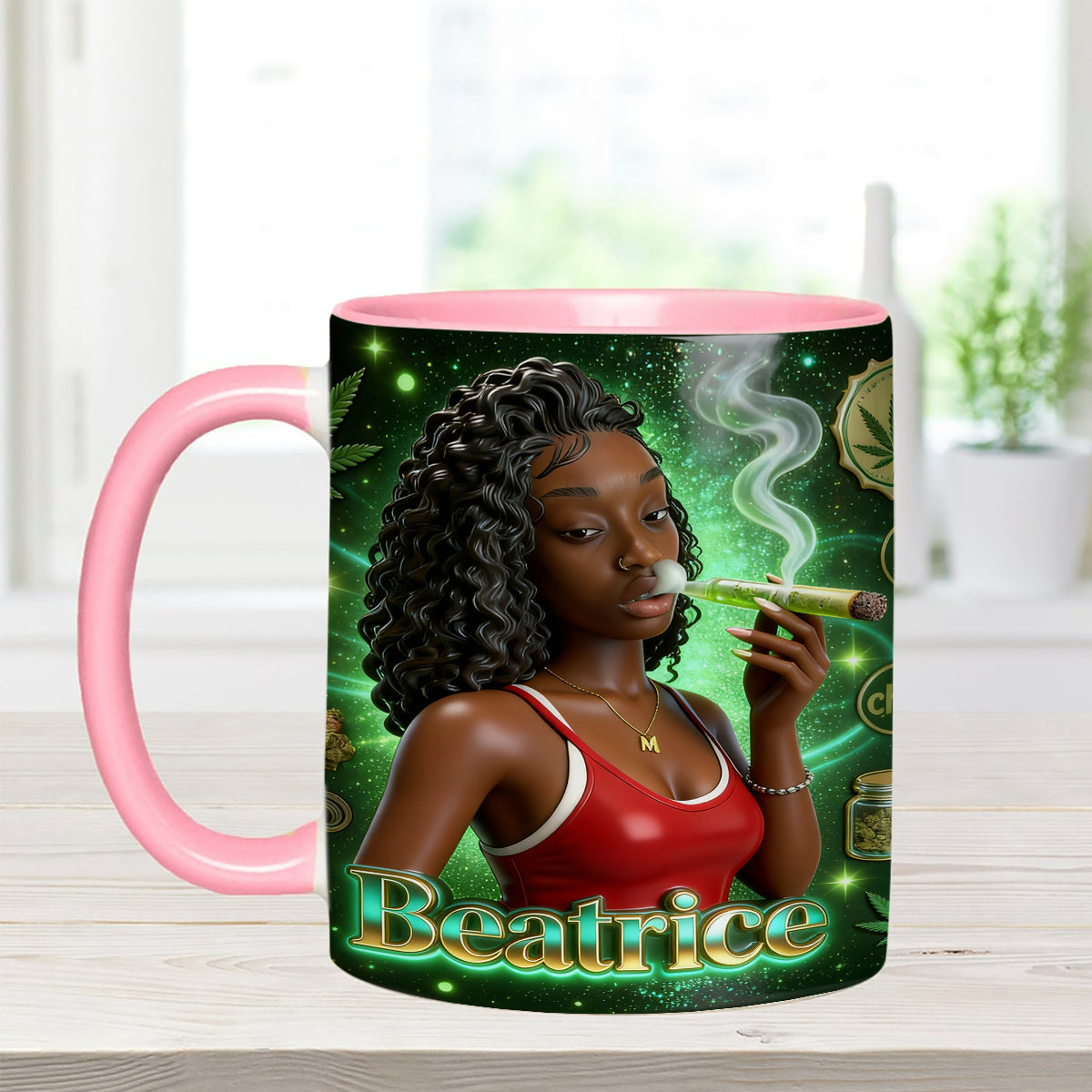 Love Weed - Personalized Weed Set Accent Mug with Acrylic Stirrers