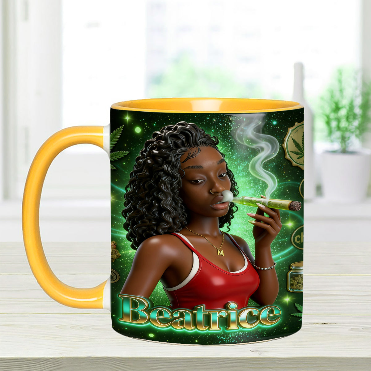 Love Weed - Personalized Weed Set Accent Mug with Acrylic Stirrers